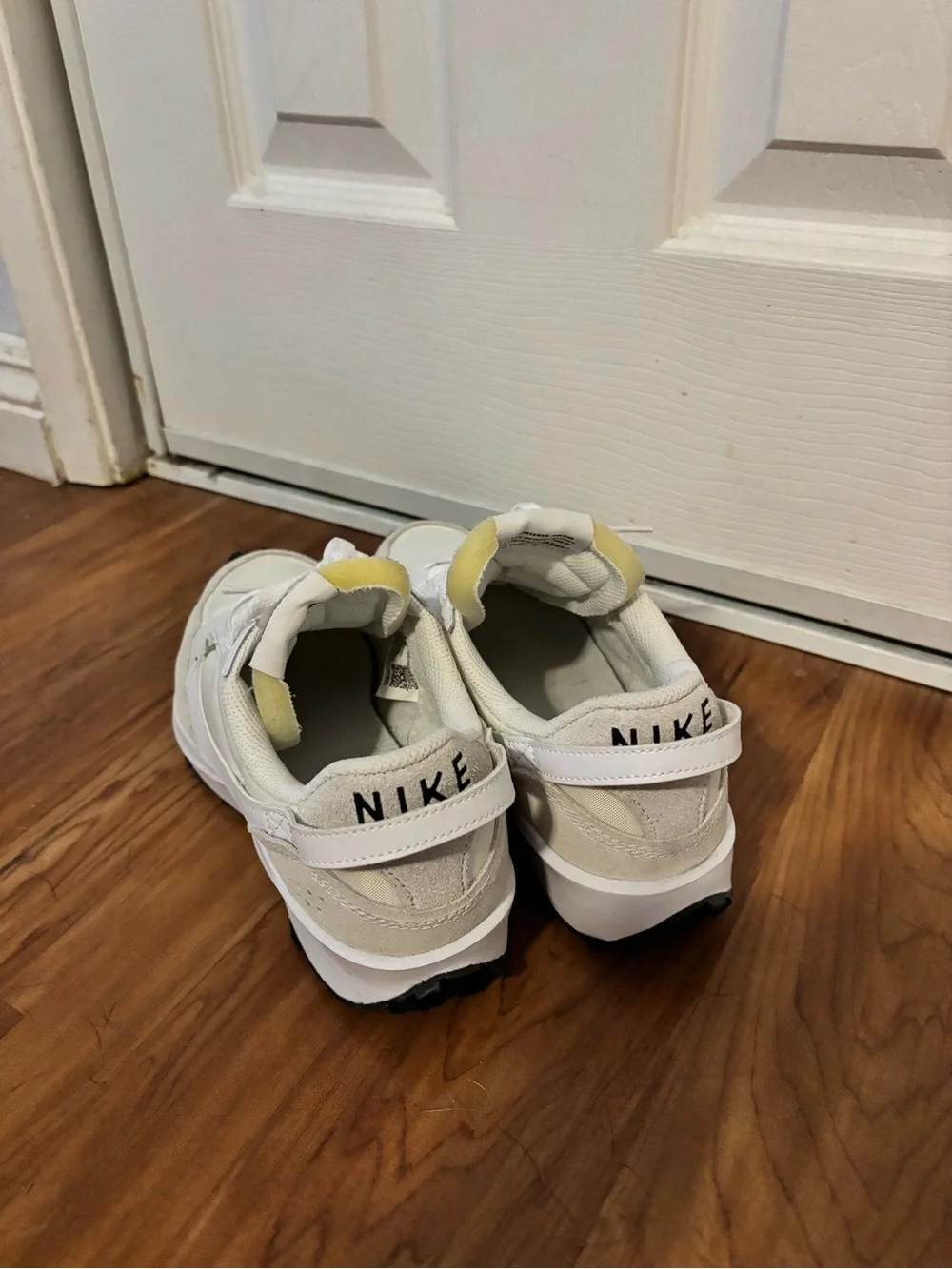 Nike Women’s White and Cream Trail-Style Sneakers with Black Outsole